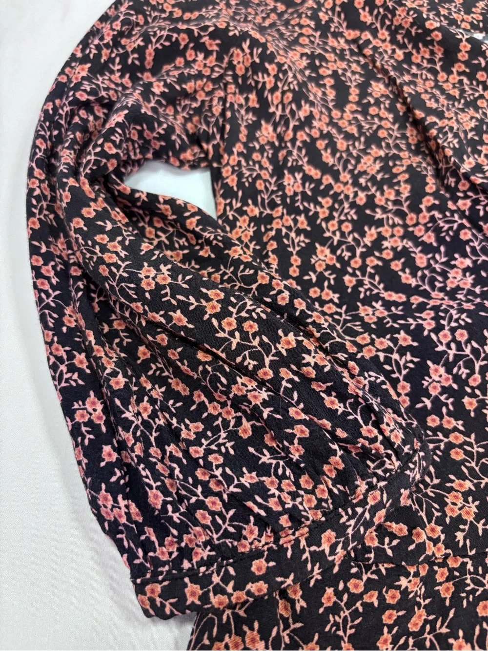 Free People Floral Wrap Blouse in Brown and Black